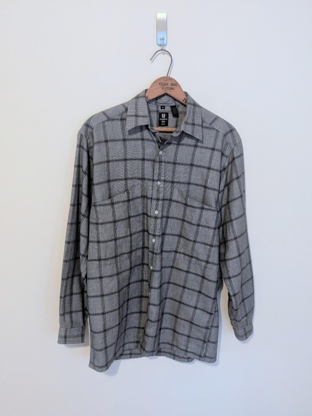 Ungaro Gray Plaid Long-Sleeve Button-Down Shirt
